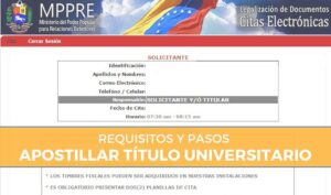 requisitos para legalizar el titulo universitario en Venezuela